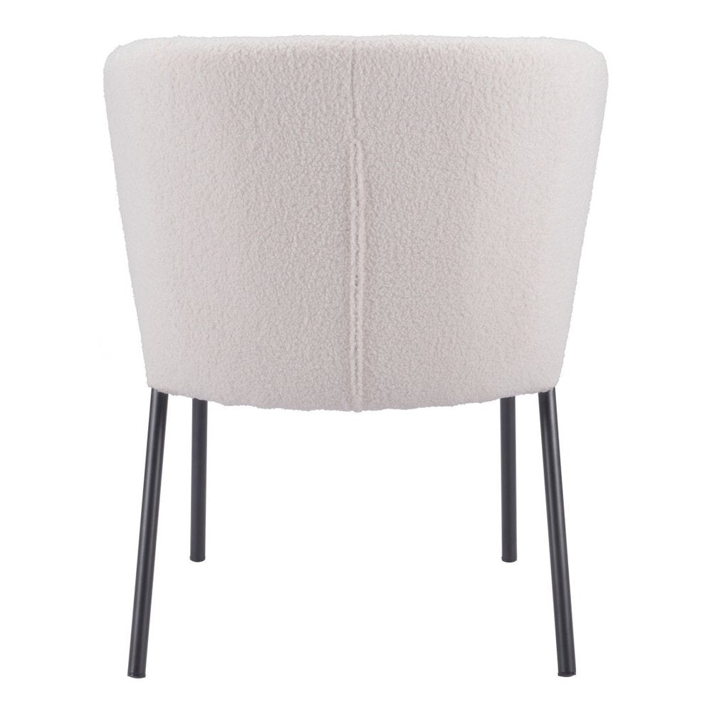 Set of Two Cream And Black Tufted Upholstery And Steel Dining Side Chairs HomeRoots