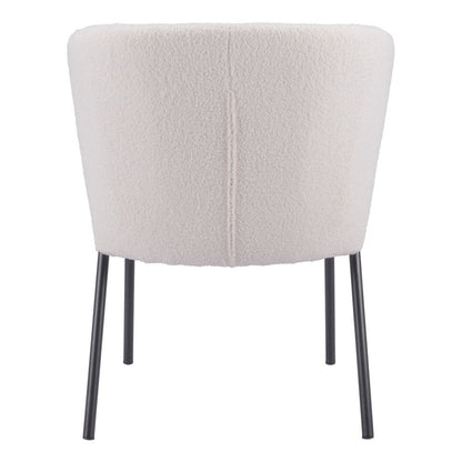 Set of Two Cream And Black Tufted Upholstery And Steel Dining Side Chairs HomeRoots
