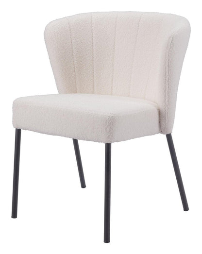 Set of Two Cream And Black Tufted Upholstery And Steel Dining Side Chairs HomeRoots