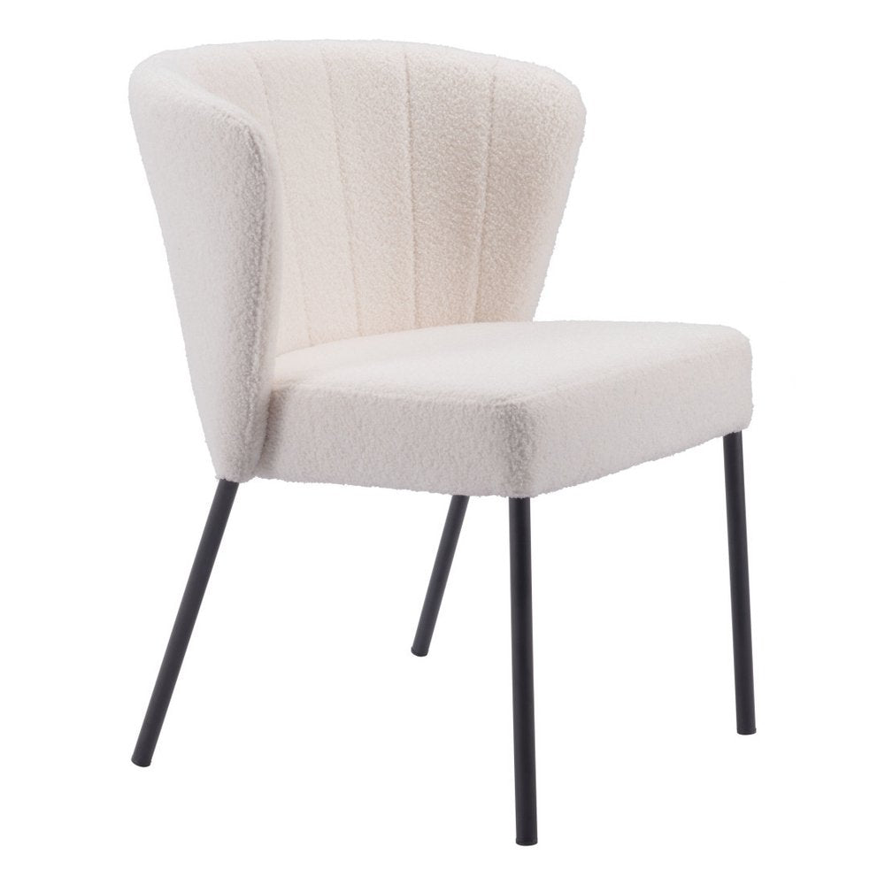 Set of Two Cream And Black Tufted Upholstery And Steel Dining Side Chairs — view 7