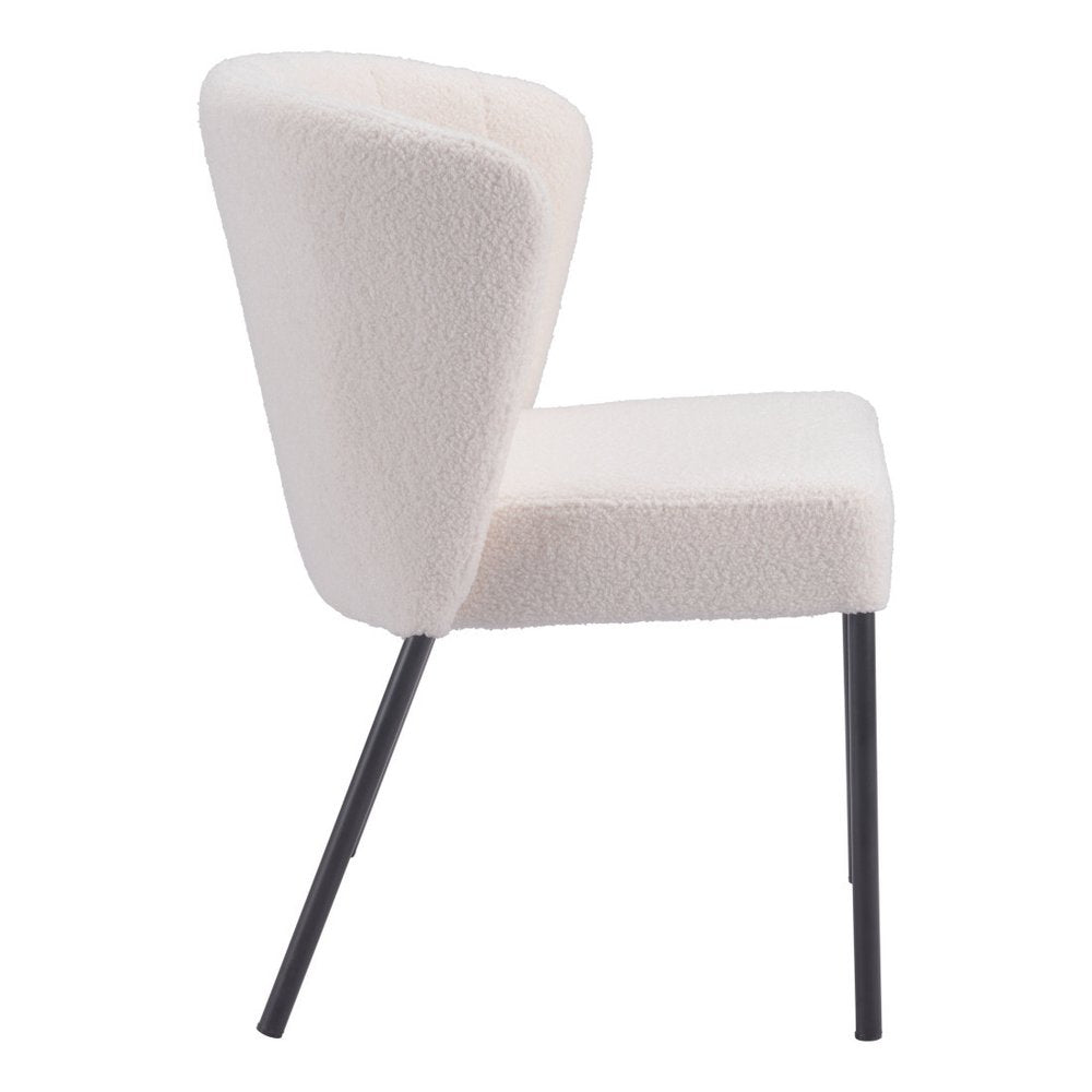 Set of Two Cream And Black Tufted Upholstery And Steel Dining Side Chairs — view 8