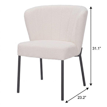 Set of Two Cream And Black Tufted Upholstery And Steel Dining Side Chairs HomeRoots