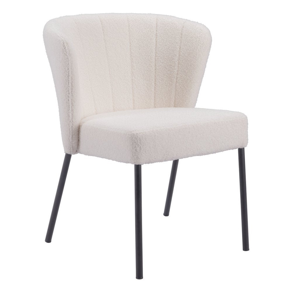 Set of Two Cream And Black Tufted Upholstery And Steel Dining Side Chairs HomeRoots