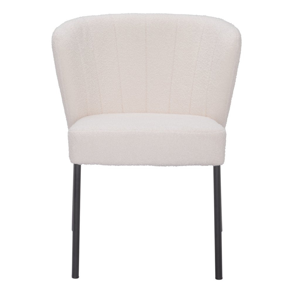 Set of Two Cream And Black Tufted Upholstery And Steel Dining Side Chairs — view 3