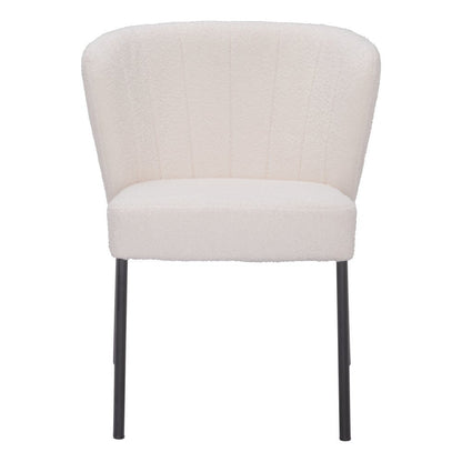 Set of Two Cream And Black Tufted Upholstery And Steel Dining Side Chairs HomeRoots