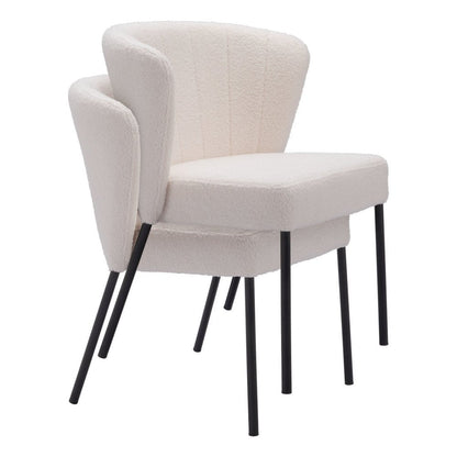 Set of Two Cream And Black Tufted Upholstery And Steel Dining Side Chairs HomeRoots