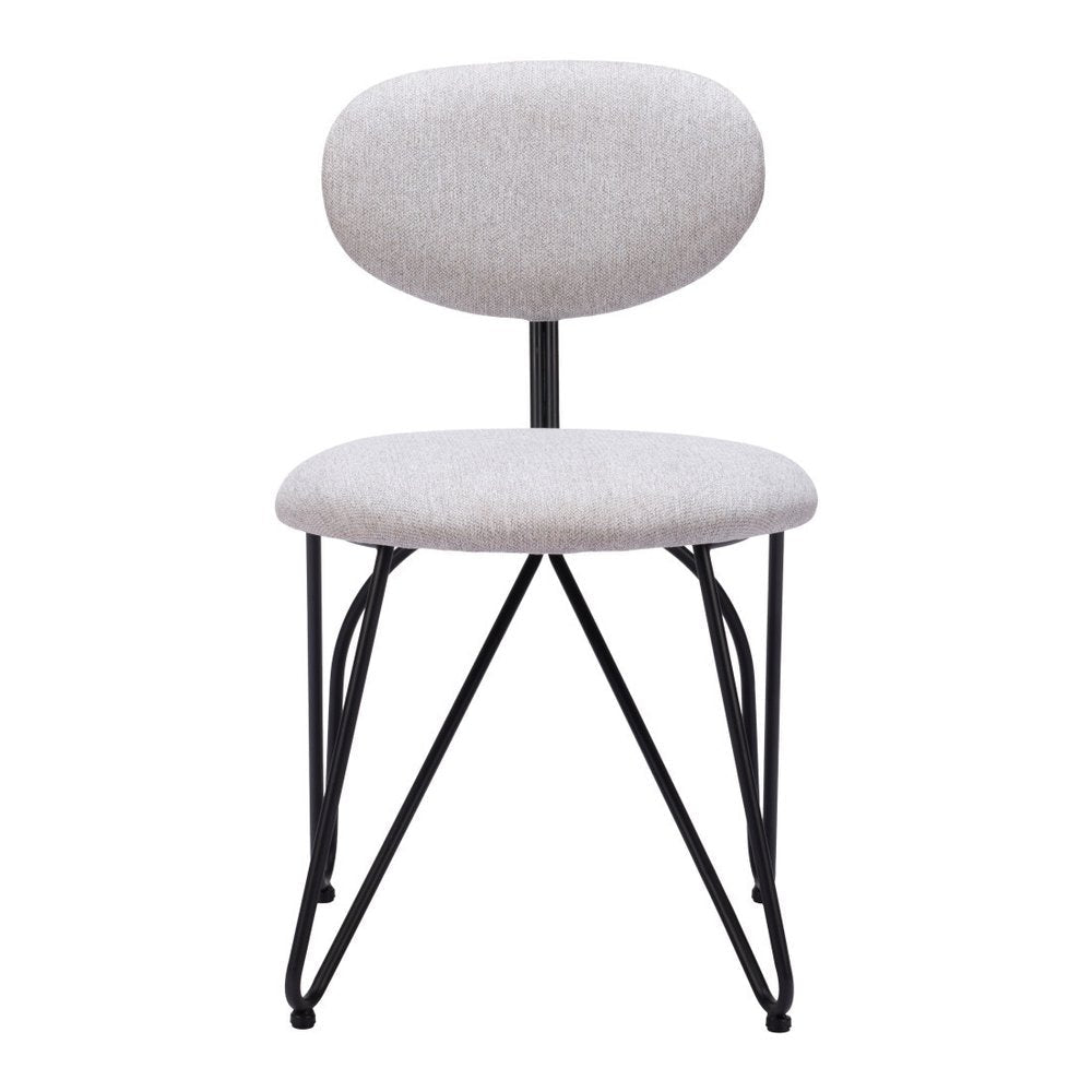 Set of Two Light Gray And Black Upholstery And Steel Dining Side Chairs HomeRoots