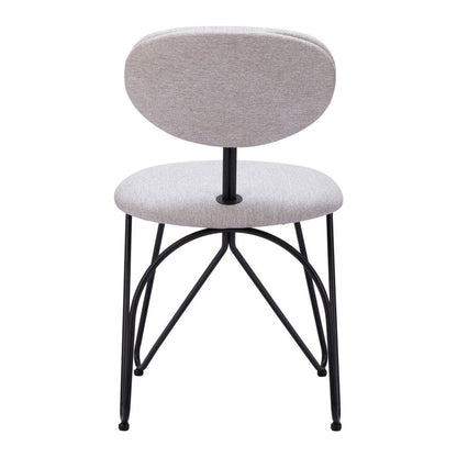 Set of Two Light Gray And Black Upholstery And Steel Dining Side Chairs HomeRoots