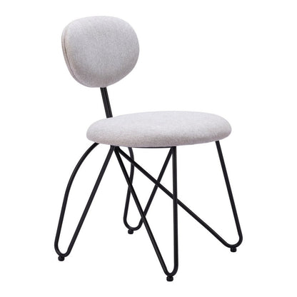 Set of Two Light Gray And Black Upholstery And Steel Dining Side Chairs HomeRoots