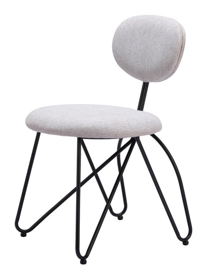 Set of Two Light Gray And Black Upholstery And Steel Dining Side Chairs HomeRoots