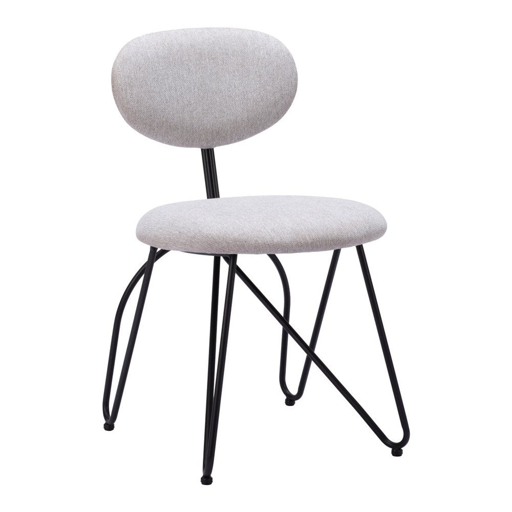 Set of Two Light Gray And Black Upholstery And Steel Dining Side Chairs — view 5
