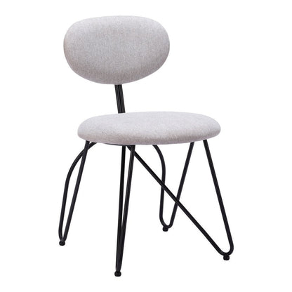 Set of Two Light Gray And Black Upholstery And Steel Dining Side Chairs HomeRoots
