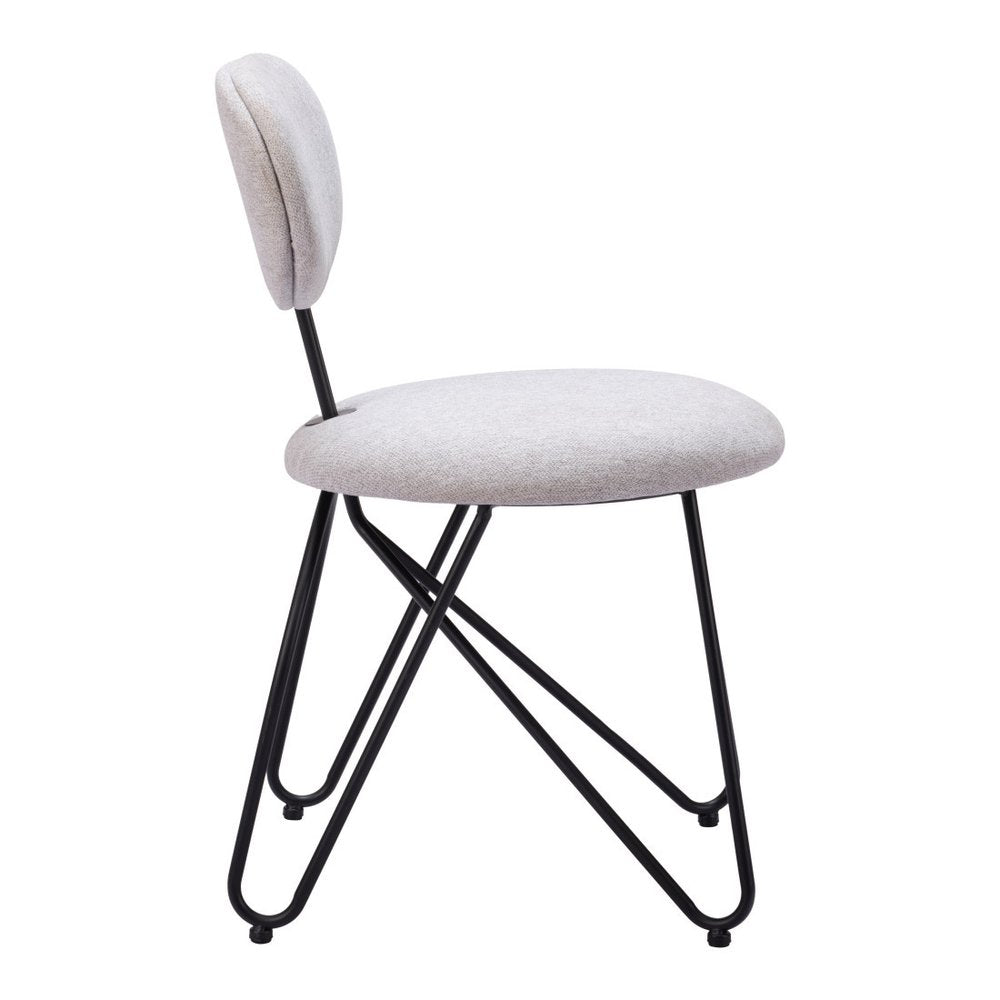 Set of Two Light Gray And Black Upholstery And Steel Dining Side Chairs — view 6