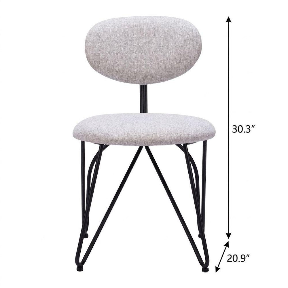 Set of Two Light Gray And Black Upholstery And Steel Dining Side Chairs HomeRoots