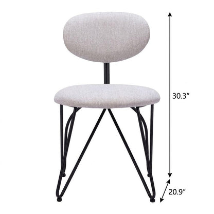 Set of Two Light Gray And Black Upholstery And Steel Dining Side Chairs HomeRoots