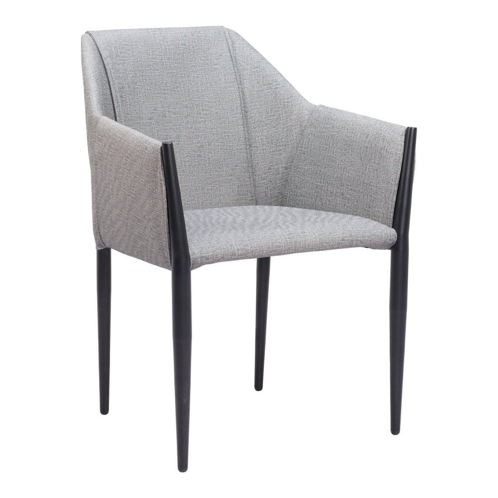 Set of Two Gray and Black Faux Leather Dining Arm Chairs HomeRoots