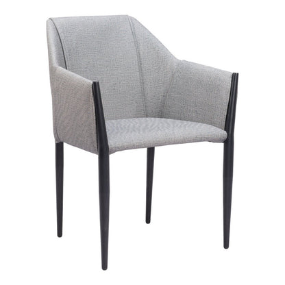 Set of Two Gray and Black Faux Leather Dining Arm Chairs HomeRoots