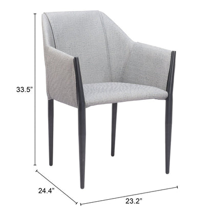 Set of Two Gray and Black Faux Leather Dining Arm Chairs HomeRoots