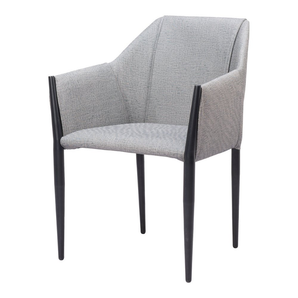 Set of Two Gray and Black Faux Leather Dining Arm Chairs HomeRoots