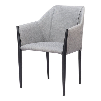 Set of Two Gray and Black Faux Leather Dining Arm Chairs HomeRoots