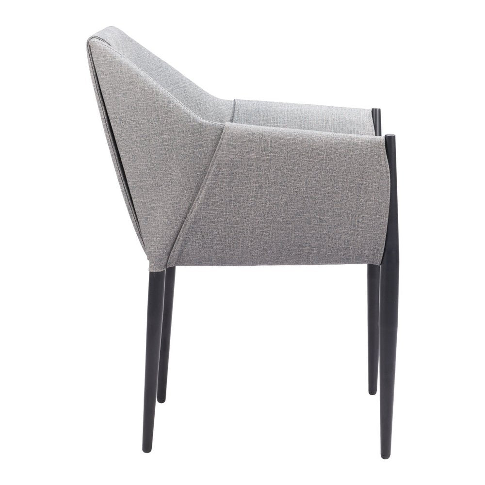 Set of Two Gray and Black Faux Leather Dining Arm Chairs HomeRoots