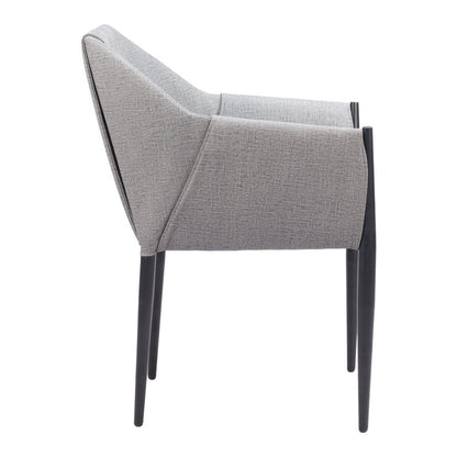 Set of Two Gray and Black Faux Leather Dining Arm Chairs HomeRoots