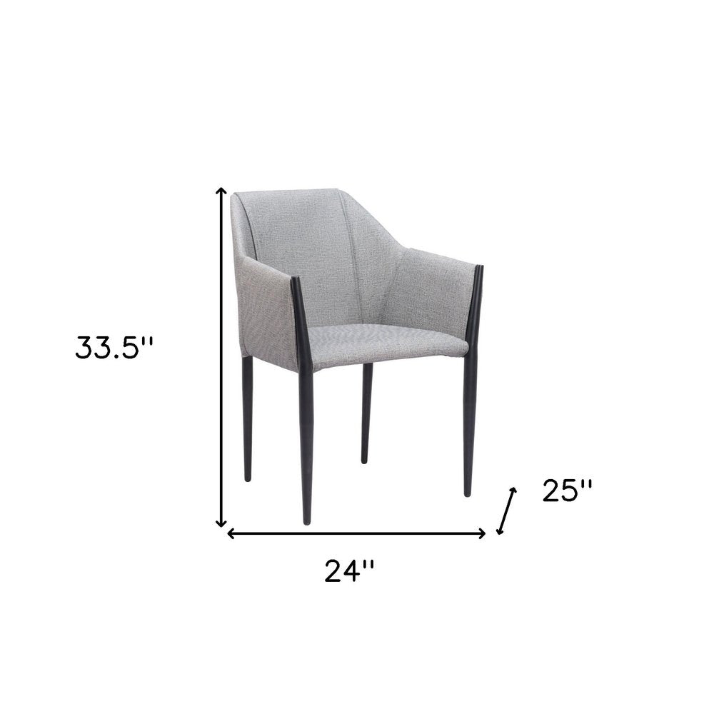 Set of Two Gray and Black Faux Leather Dining Arm Chairs HomeRoots