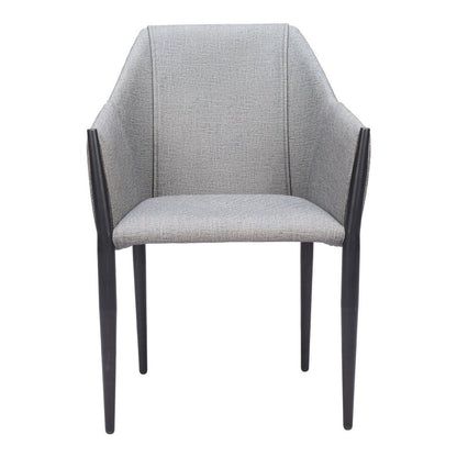 Set of Two Gray and Black Faux Leather Dining Arm Chairs HomeRoots