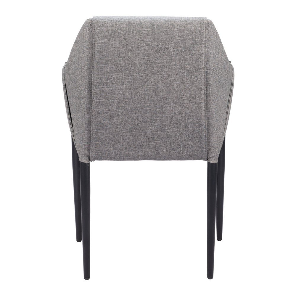 Set of Two Gray and Black Faux Leather Dining Arm Chairs HomeRoots
