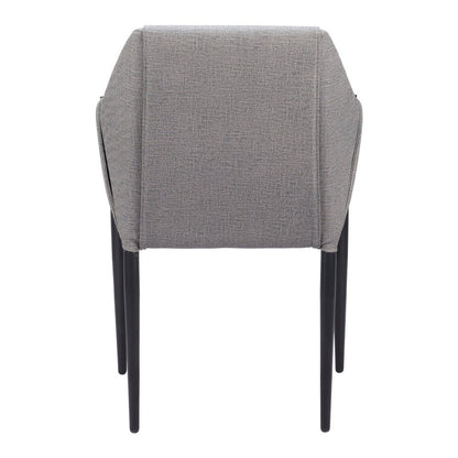 Set of Two Gray and Black Faux Leather Dining Arm Chairs HomeRoots