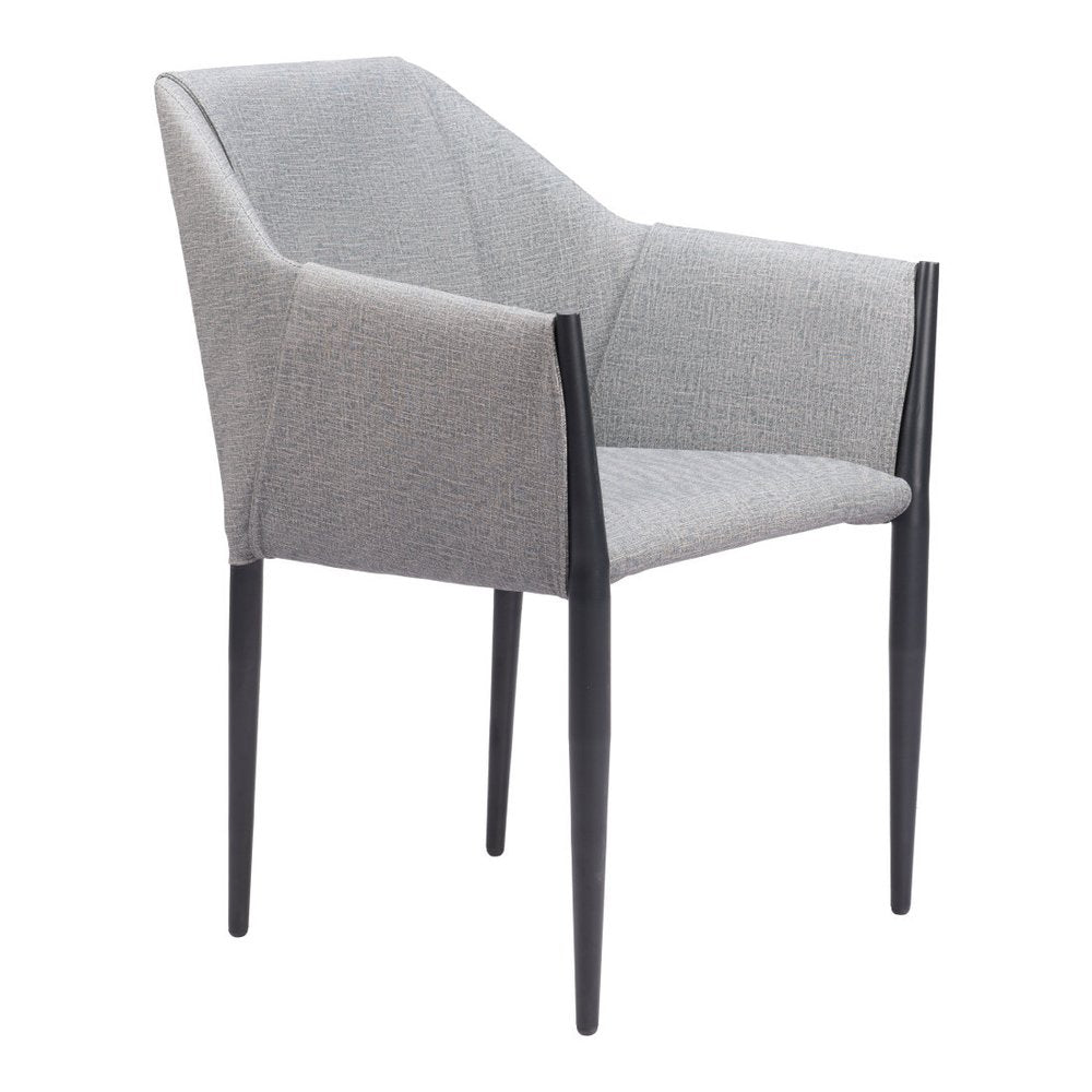 Set of Two Gray and Black Faux Leather Dining Arm Chairs HomeRoots