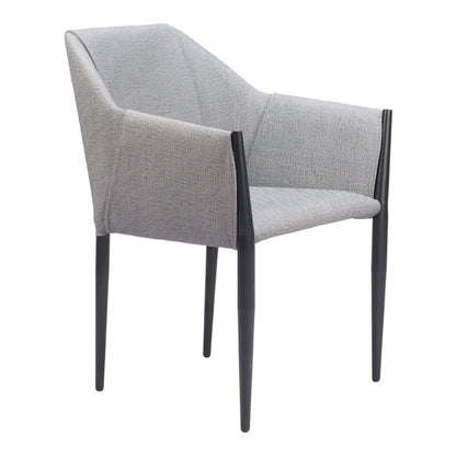 Set of Two Gray and Black Faux Leather Dining Arm Chairs HomeRoots