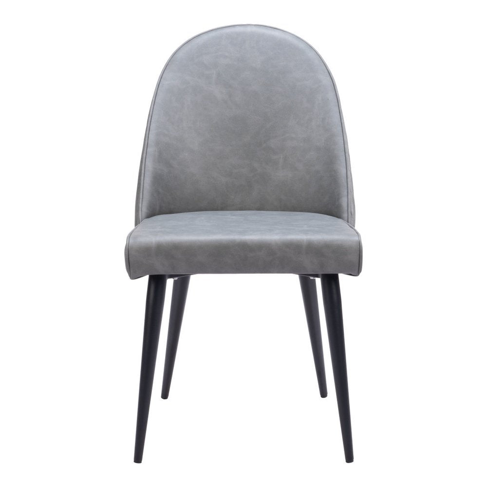 Set of Two Gray and Black Faux Leather Dining Side Chairs HomeRoots