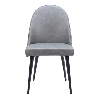 Set of Two Gray and Black Faux Leather Dining Side Chairs HomeRoots