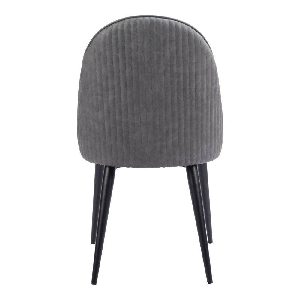 Set of Two Gray and Black Faux Leather Dining Side Chairs HomeRoots