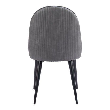 Set of Two Gray and Black Faux Leather Dining Side Chairs HomeRoots