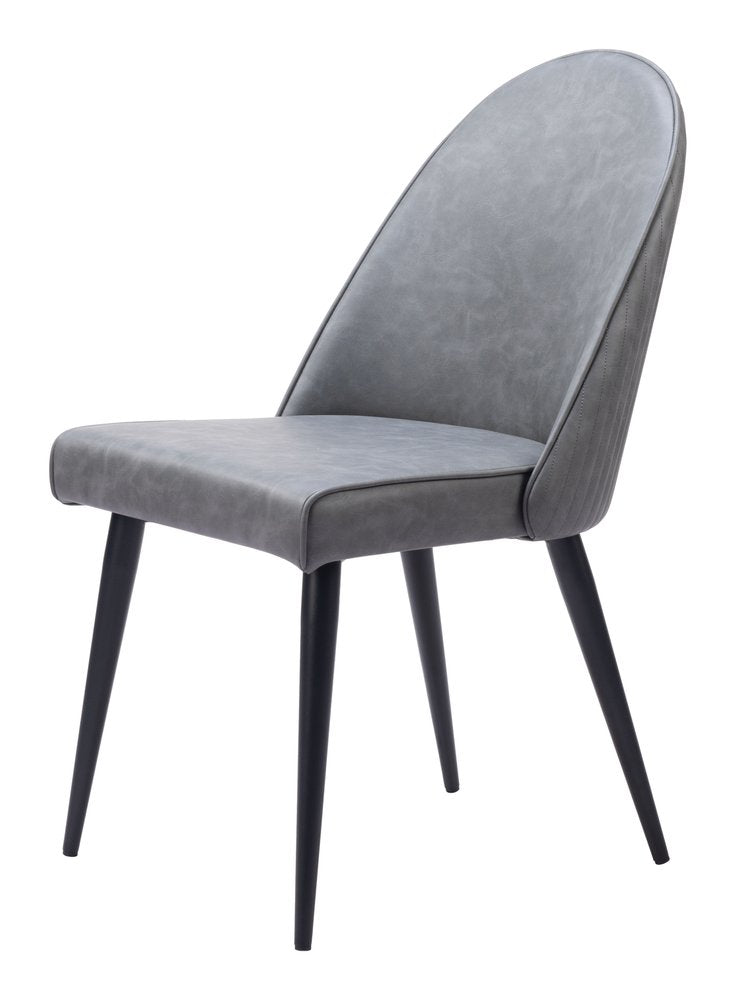 Set of Two Gray and Black Faux Leather Dining Side Chairs HomeRoots
