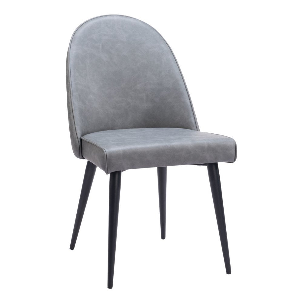 Set of Two Gray and Black Faux Leather Dining Side Chairs HomeRoots
