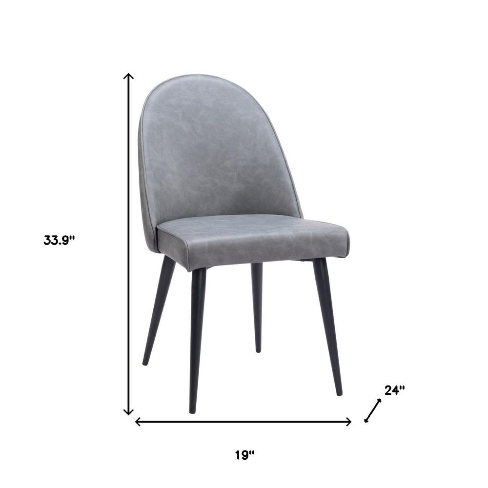Set of Two Gray and Black Faux Leather Dining Side Chairs HomeRoots