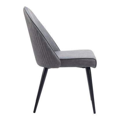 Set of Two Gray and Black Faux Leather Dining Side Chairs HomeRoots