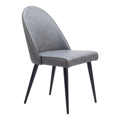 Set of Two Gray and Black Faux Leather Dining Side Chairs HomeRoots
