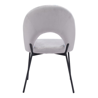 Set of Two Gray and Black Velvet And Steel Velvet And Steel Tropical Floral Dining Side Chairs HomeRoots