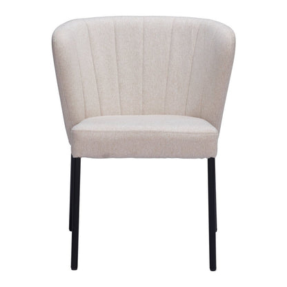 Set of Two Cream And Black Tufted Upholstery And Steel Dining Side Chairs HomeRoots