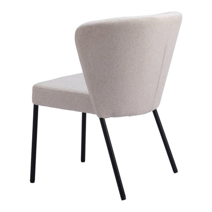 Set of Two Cream And Black Tufted Upholstery And Steel Dining Side Chairs HomeRoots