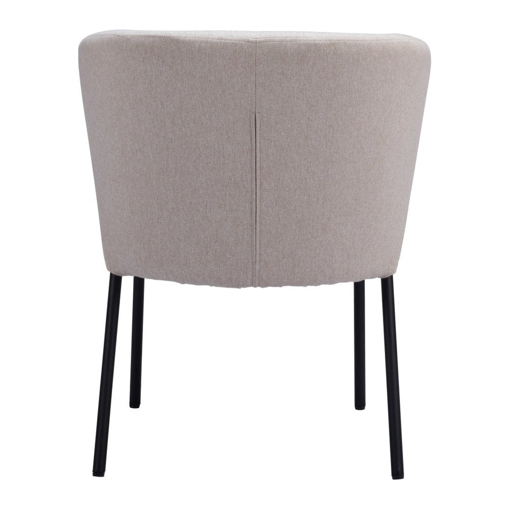 Set of Two Cream And Black Tufted Upholstery And Steel Dining Side Chairs HomeRoots