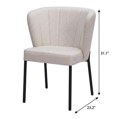 Set of Two Cream And Black Tufted Upholstery And Steel Dining Side Chairs HomeRoots