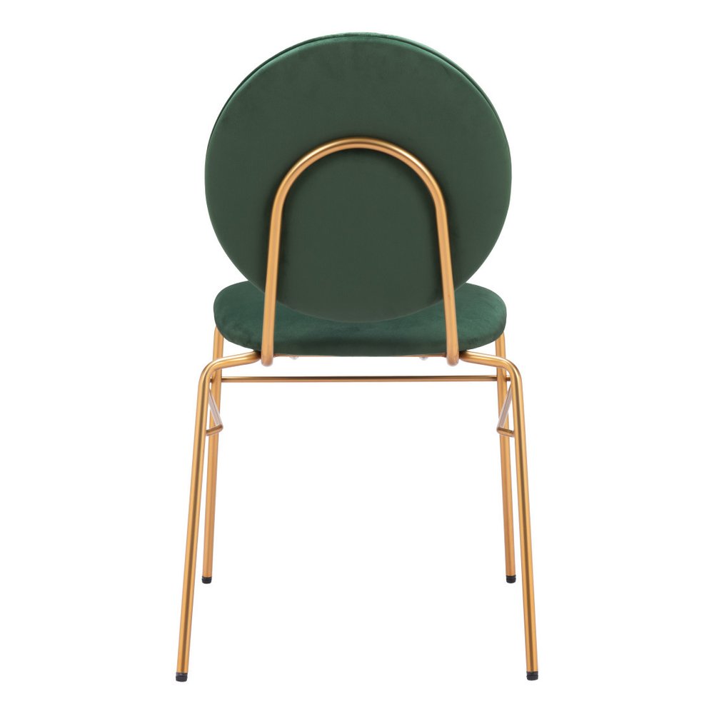 Set of Two Green And Gold Velvet And Steel Dining Side Chairs HomeRoots