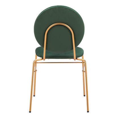Set of Two Green And Gold Velvet And Steel Dining Side Chairs HomeRoots