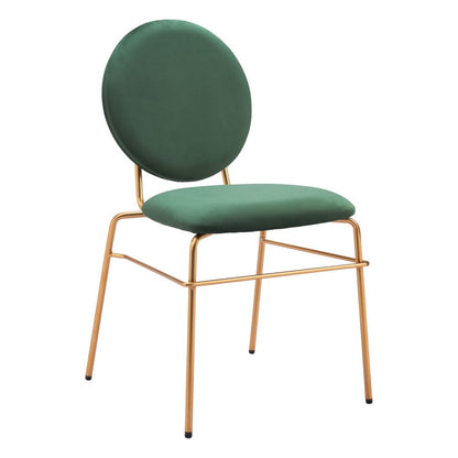 Set of Two Green And Gold Velvet And Steel Dining Side Chairs HomeRoots