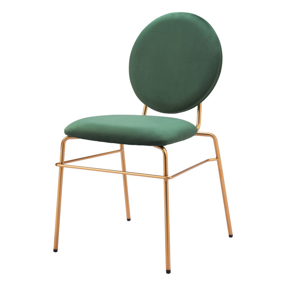 Set of Two Green And Gold Velvet And Steel Dining Side Chairs HomeRoots